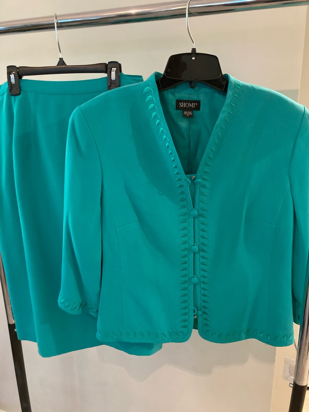 SHOMI Teal Two-Piece Skirt Set